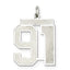 Sterling Silver/Rhodium-plated Satin Number 91 Charm