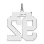 Sterling Silver Rhodium-plated Large Satin Number 92 Charm