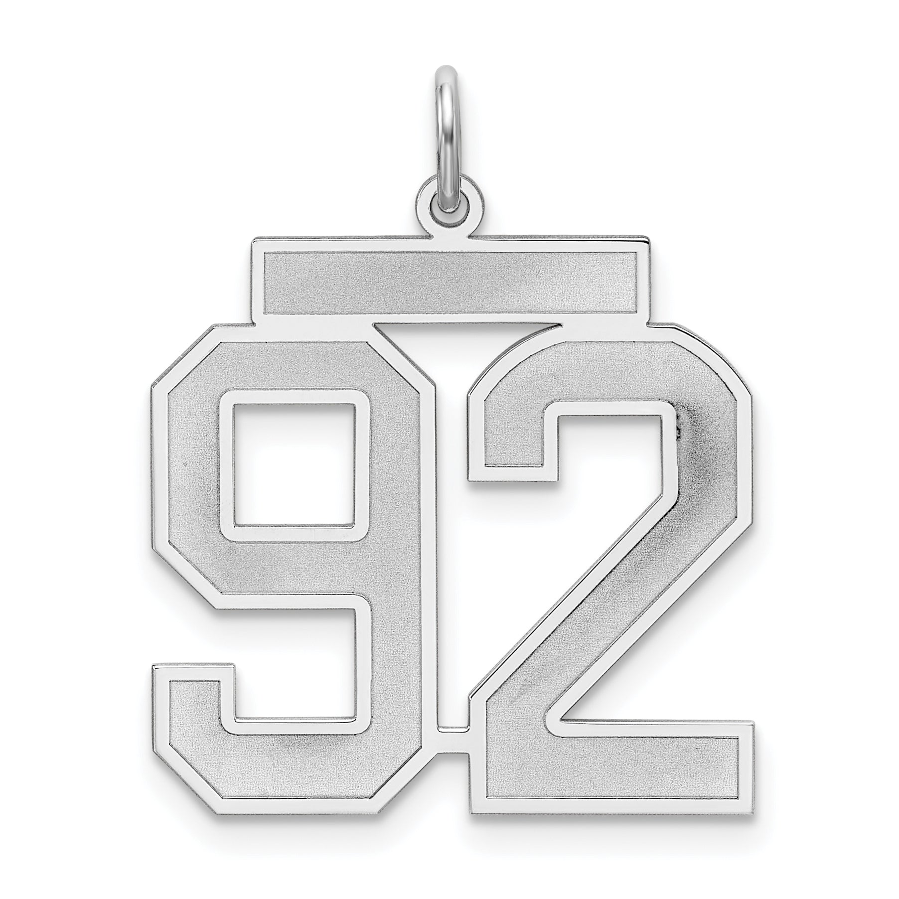 Sterling Silver/Rhodium-plated Satin Number 92 Charm Main image