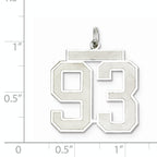 Sterling Silver Rhodium-plated Large Satin Number 93 Charm