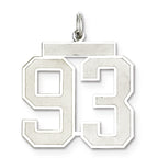 Sterling Silver/Rhodium-plated Satin Number 93 Charm