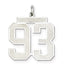 Sterling Silver/Rhodium-plated Satin Number 93 Charm
