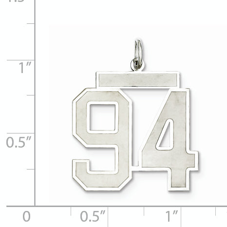 Sterling Silver Rhodium-plated Large Satin Number 94 Charm