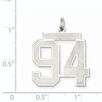 Sterling Silver Rhodium-plated Large Satin Number 94 Charm
