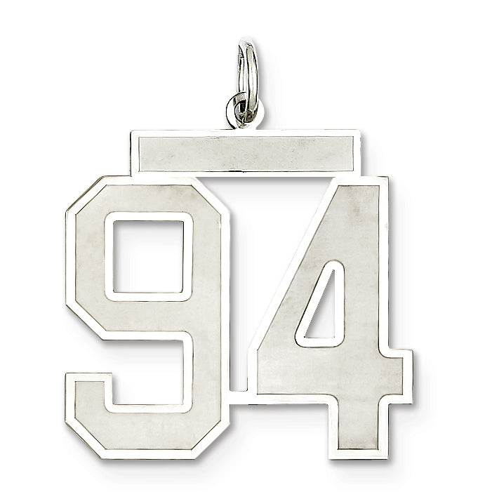 Sterling Silver/Rhodium-plated Satin Number 94 Charm