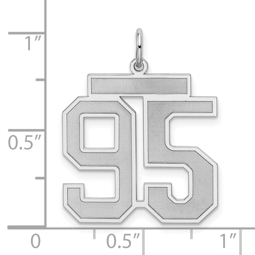 Sterling Silver Rhodium-plated Large Satin Number 95 Charm