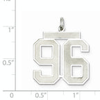 Sterling Silver Rhodium-plated Large Satin Number 96 Charm