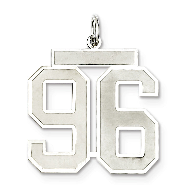 Sterling Silver/Rhodium-plated Satin Number 96 Charm