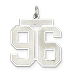 Sterling Silver/Rhodium-plated Satin Number 96 Charm