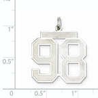 Sterling Silver Rhodium-plated Large Satin Number 98 Charm