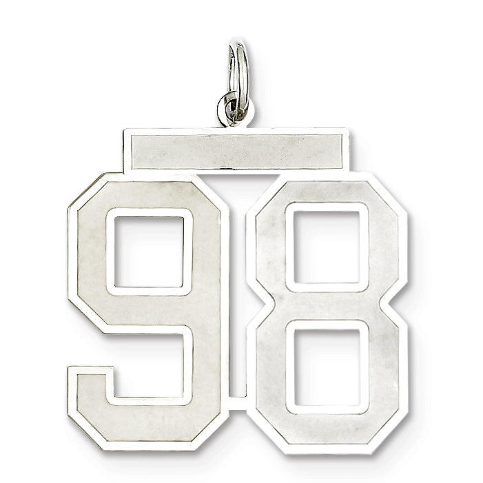 Sterling Silver/Rhodium-plated Satin Number 98 Charm