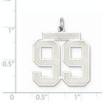 Sterling Silver Rhodium-plated Large Satin Number 99 Charm