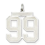 Sterling Silver/Rhodium-plated Satin Number 99 Charm
