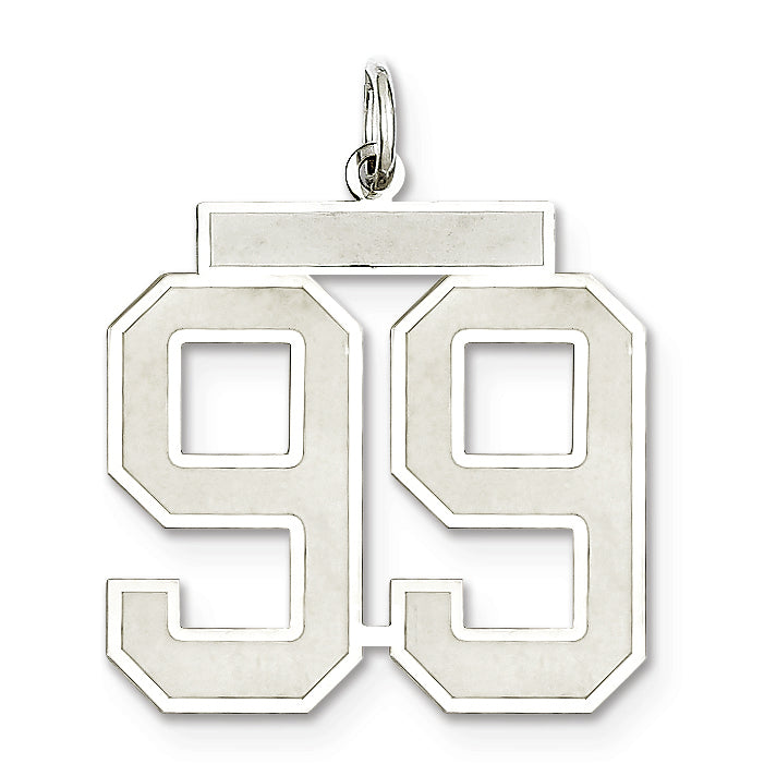 Sterling Silver/Rhodium-plated Satin Number 99 Charm