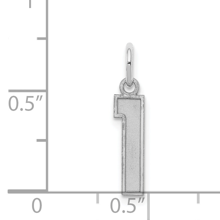 Sterling Silver/Rhodium-plated Satin Number 1 Charm