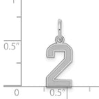 Sterling Silver/Rhodium-plated Satin Number 2 Charm