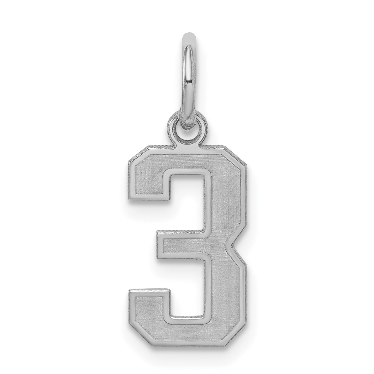 Sterling Silver/Rhodium-plated Satin Number 3 Charm Main image
