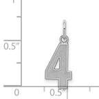 Sterling Silver/Rhodium-plated Satin Number 4 Charm