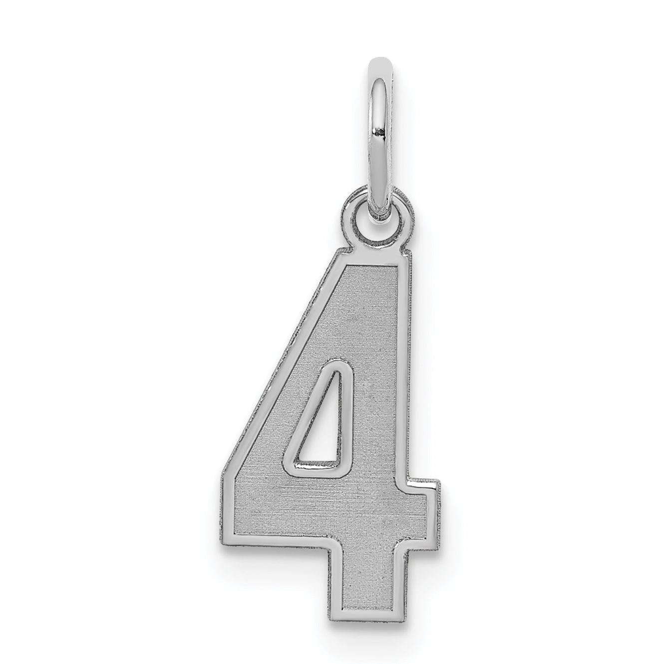 Sterling Silver/Rhodium-plated Satin Number 4 Charm Main image
