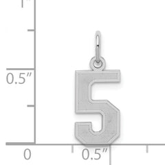 Sterling Silver/Rhodium-plated Satin Number 5 Charm