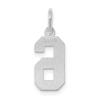 Sterling Silver/Rhodium-plated Satin Number 6 Charm