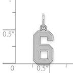 Sterling Silver/Rhodium-plated Satin Number 6 Charm