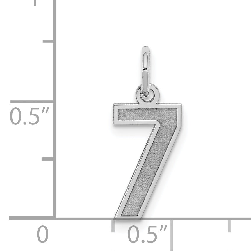 Sterling Silver/Rhodium-plated Satin Number 7 Charm