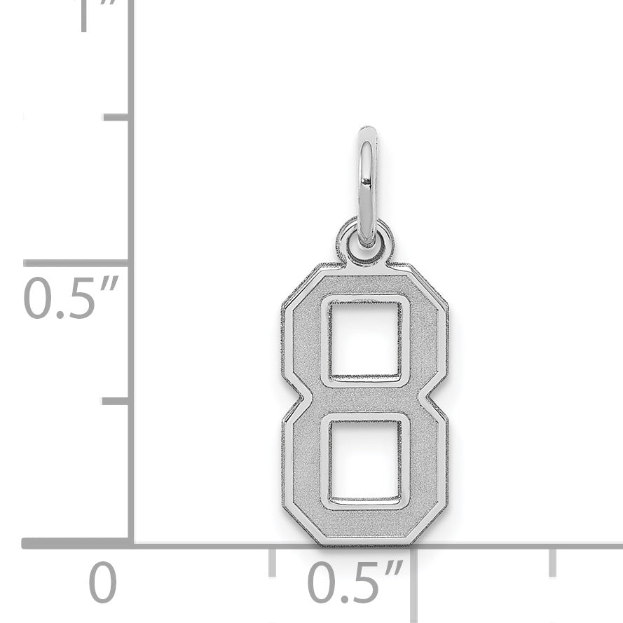 Sterling Silver/Rhodium-plated Satin Number 8 Charm