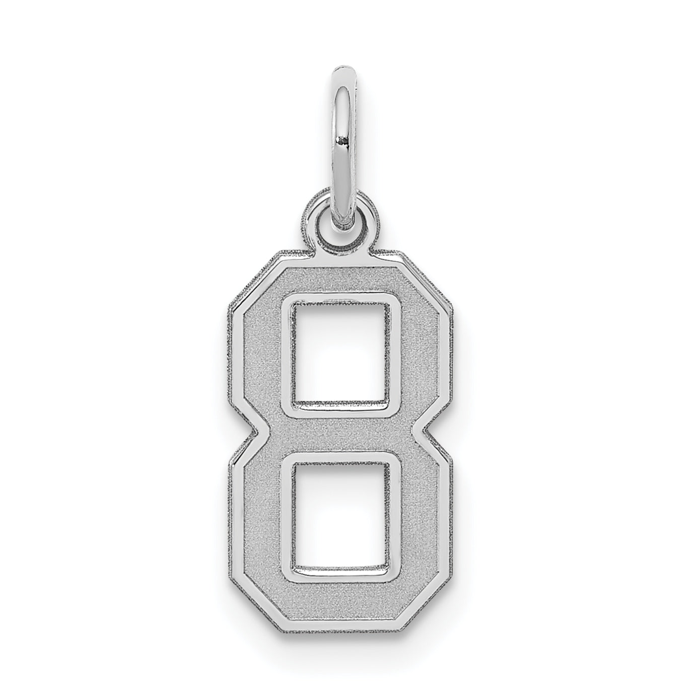 Sterling Silver/Rhodium-plated Satin Number 8 Charm Main image