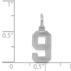 Sterling Silver/Rhodium-plated Satin Number 9 Charm