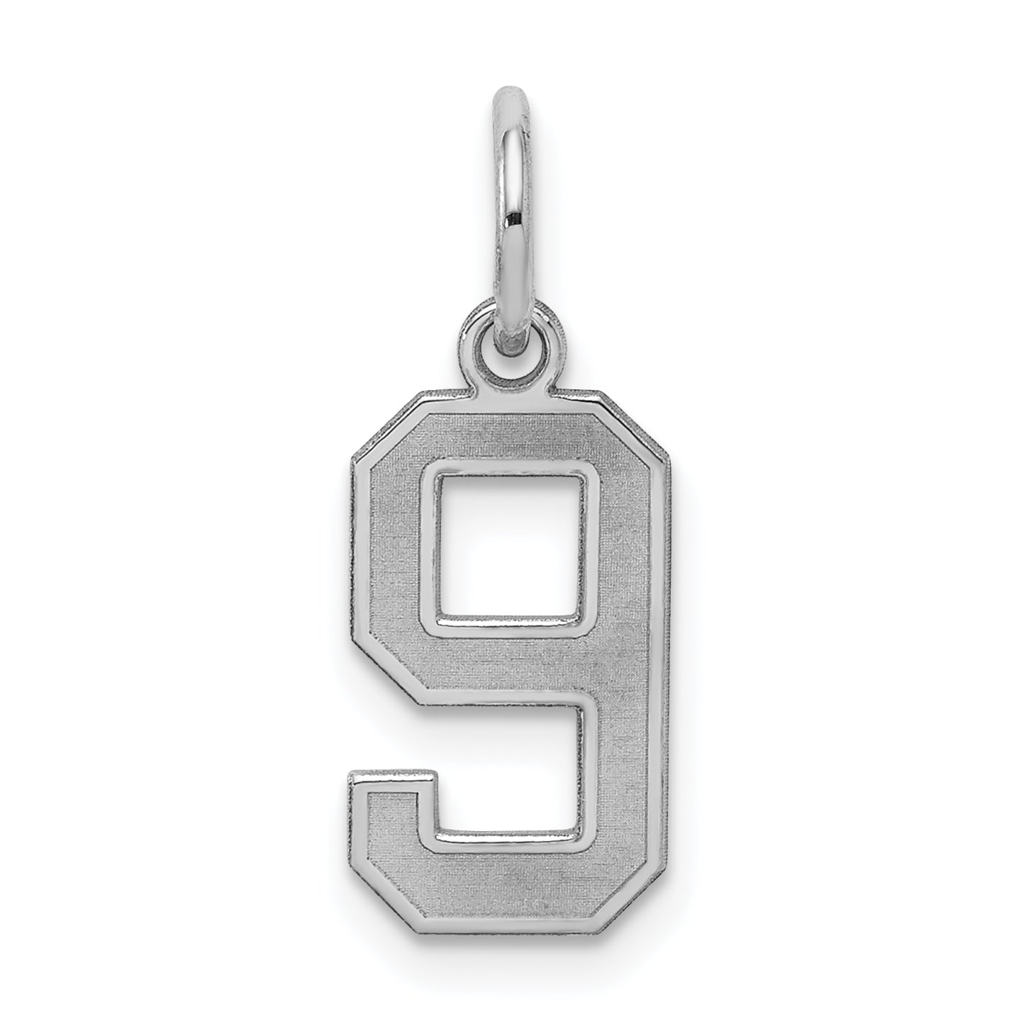 Sterling Silver/Rhodium-plated Satin Number 9 Charm Main image