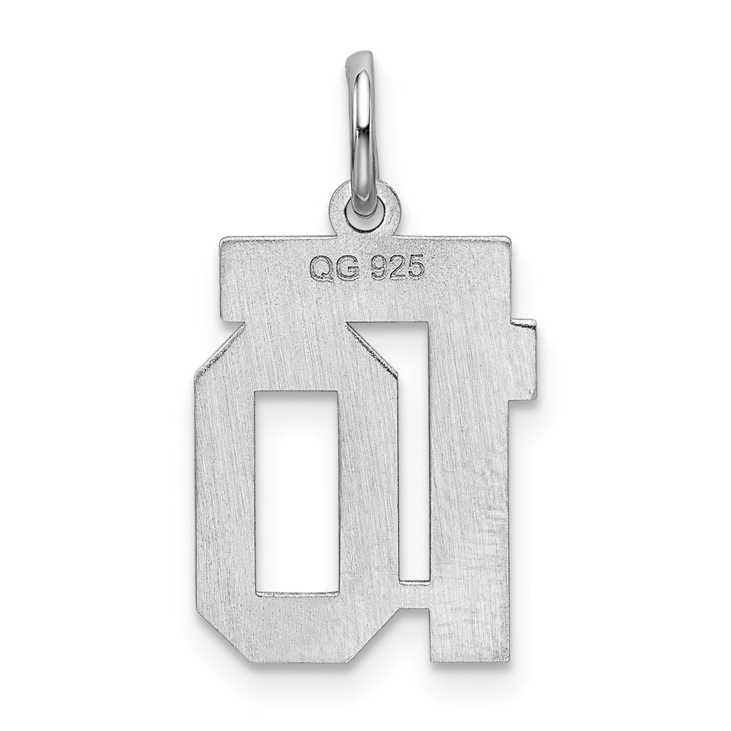 Sterling Silver/Rhodium-plated Satin Number 10 Charm