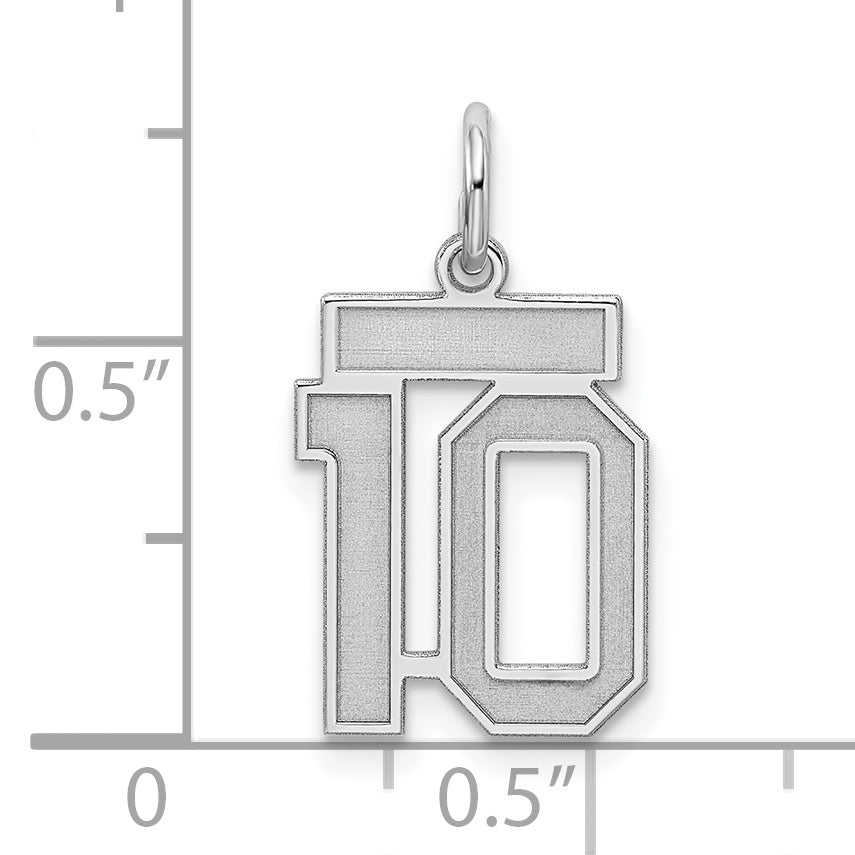 Sterling Silver/Rhodium-plated Satin Number 10 Charm