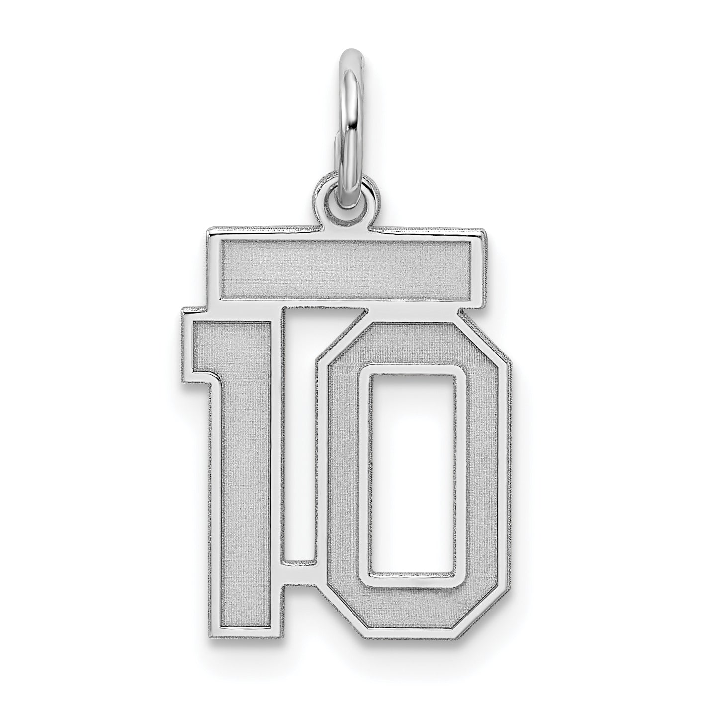 Sterling Silver/Rhodium-plated Satin Number 10 Charm Main image