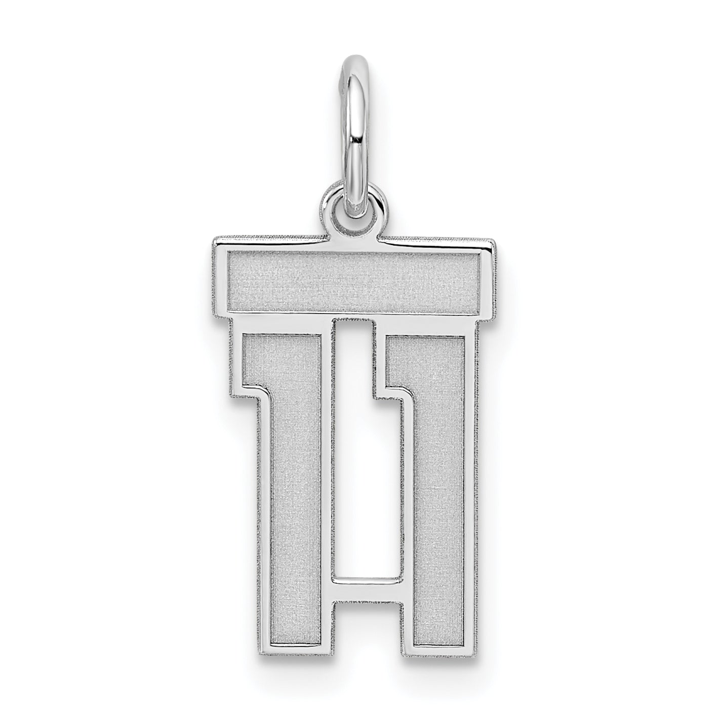 Sterling Silver/Rhodium-plated Satin Number 11 Charm Main image