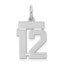 Sterling Silver/Rhodium-plated Satin Number 12 Charm