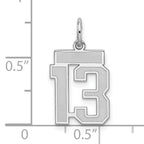 Sterling Silver/Rhodium-plated Satin Number 13 Charm