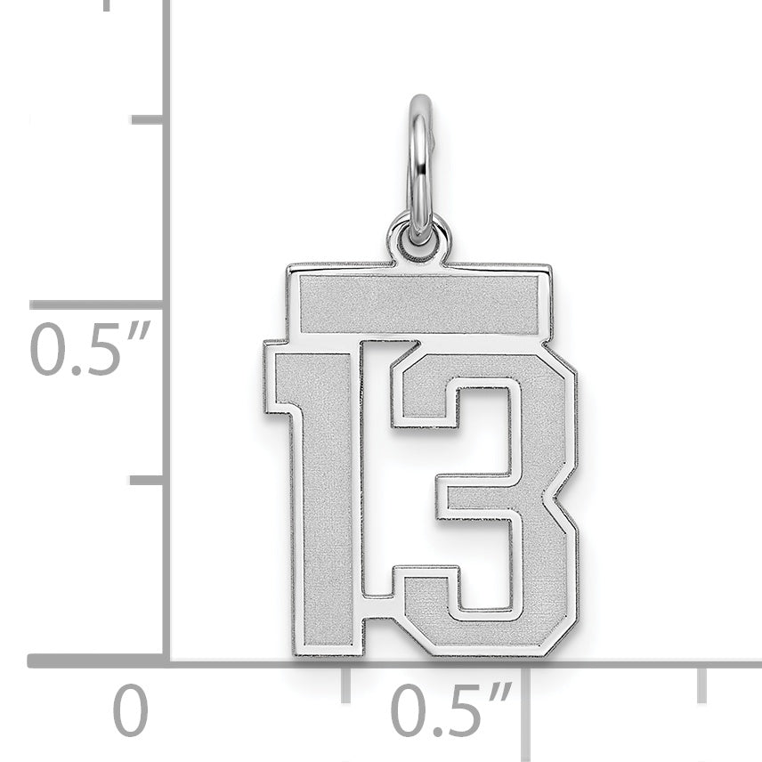 Sterling Silver/Rhodium-plated Satin Number 13 Charm