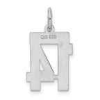 Sterling Silver Rhodium-plated Small Satin Number 14 Charm