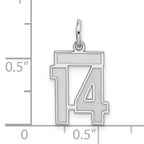 Sterling Silver Rhodium-plated Small Satin Number 14 Charm
