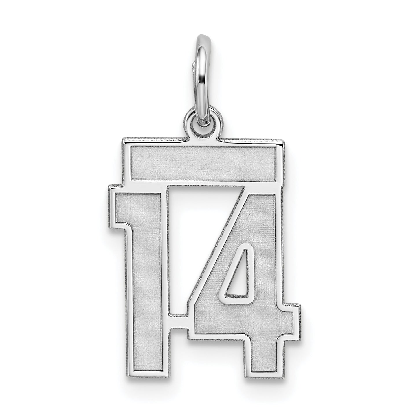 Sterling Silver/Rhodium-plated Satin Number 14 Charm Main image