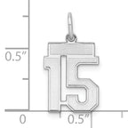 Sterling Silver Rhodium-plated Small Satin Number 15 Charm