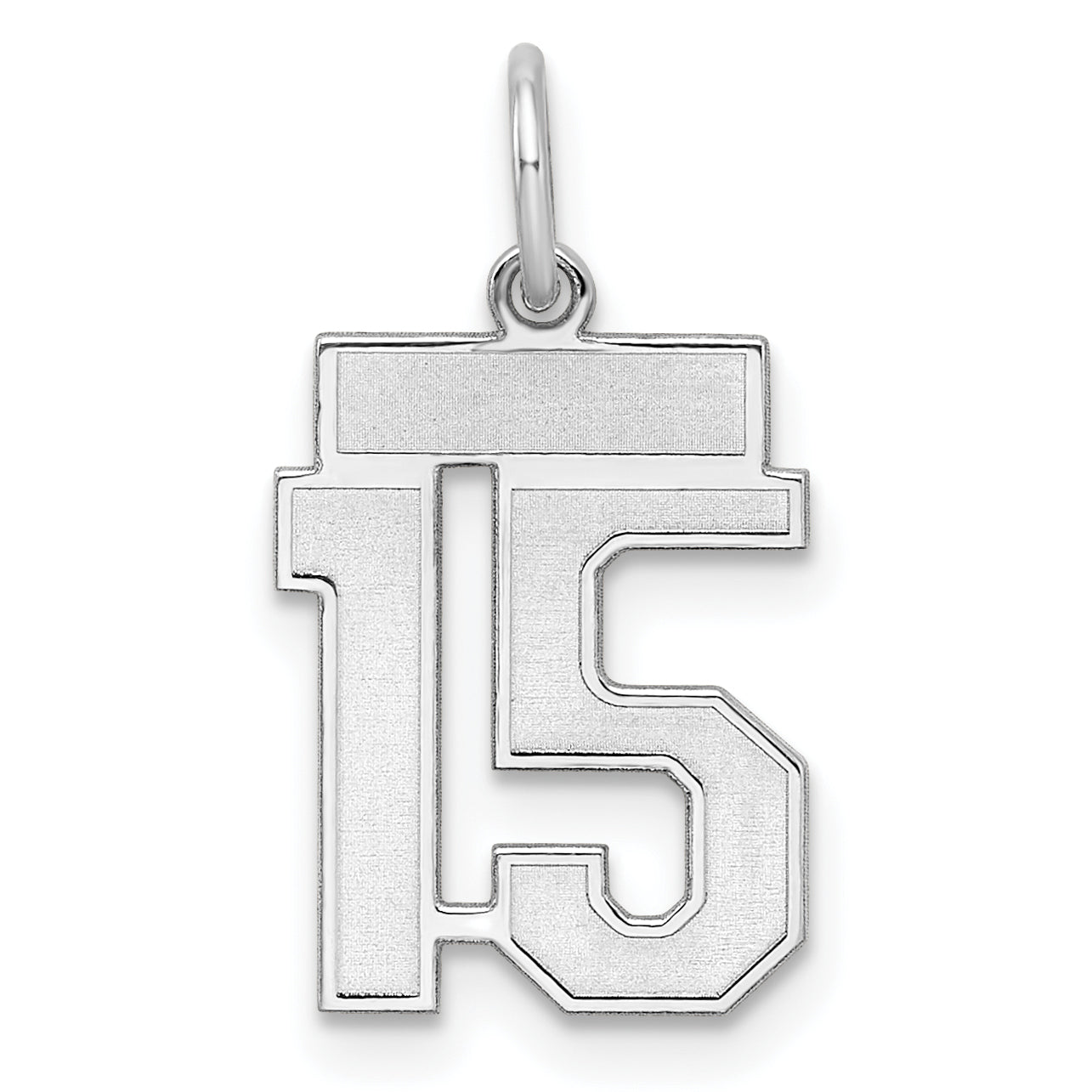 Sterling Silver/Rhodium-plated Satin Number 15 Charm Main image