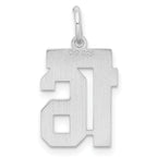 Sterling Silver Rhodium-plated Small Satin Number 16 Charm
