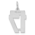 Sterling Silver Rhodium-plated Small Satin Number 17 Charm