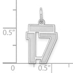 Sterling Silver Rhodium-plated Small Satin Number 17 Charm