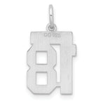 Sterling Silver Rhodium-plated Small Satin Number 18 Charm