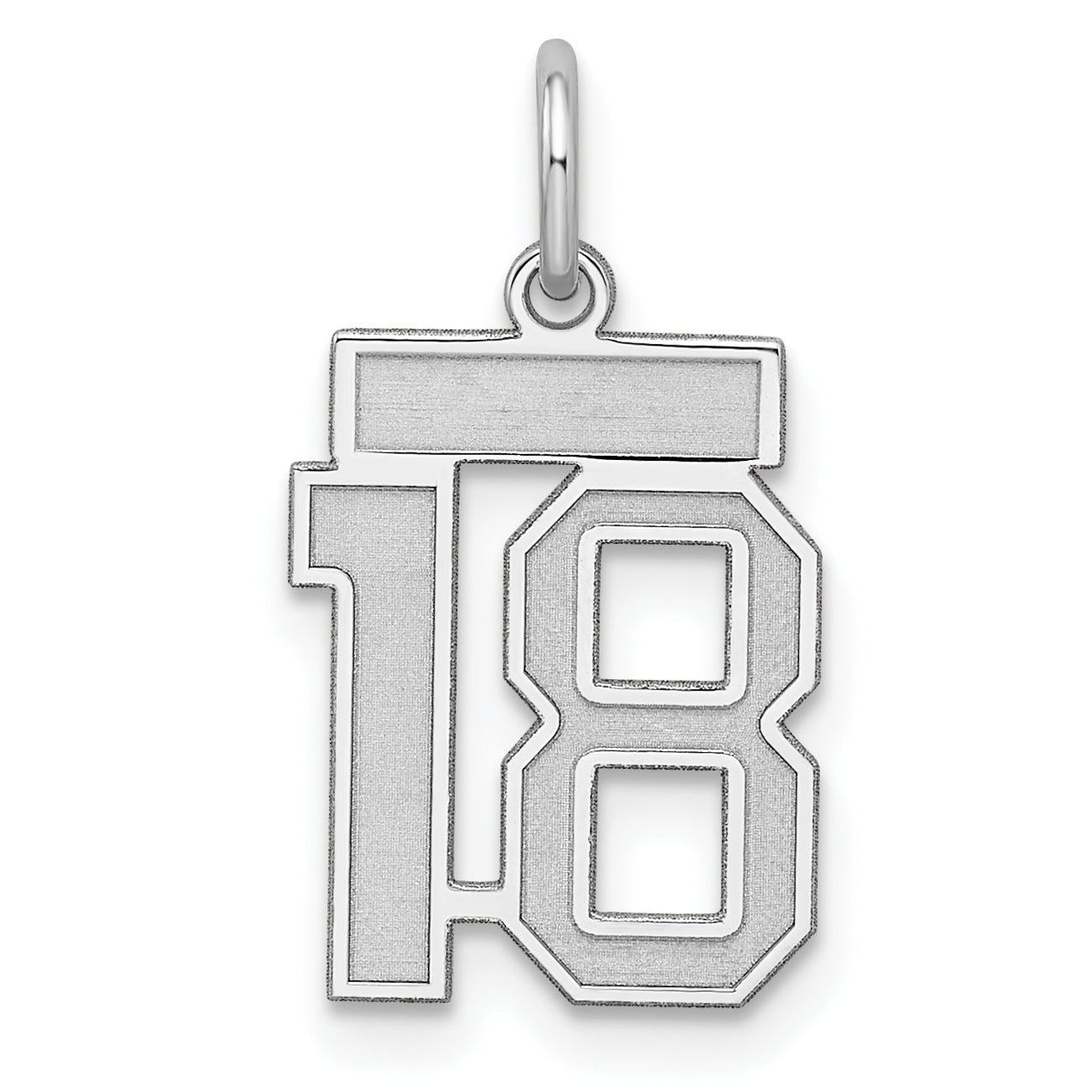 Sterling Silver/Rhodium-plated Satin Number 18 Charm Main image