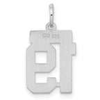 Sterling Silver Rhodium-plated Small Satin Number 19 Charm