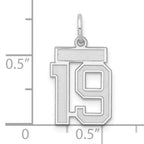 Sterling Silver Rhodium-plated Small Satin Number 19 Charm